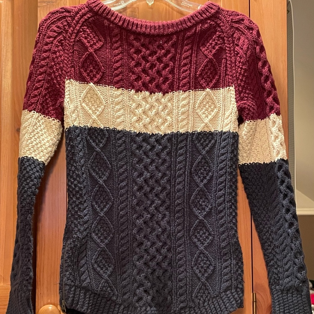 LL Bean Women's Signature Cotton Fisherman Tunic Sweater, Colorblock XXS